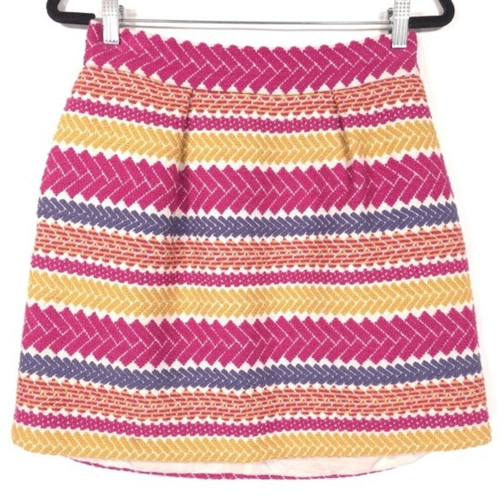 Anthropologie Nomad Morgan Carper Jacquard Mini Skirt MEDIUM Embroidered Pockets